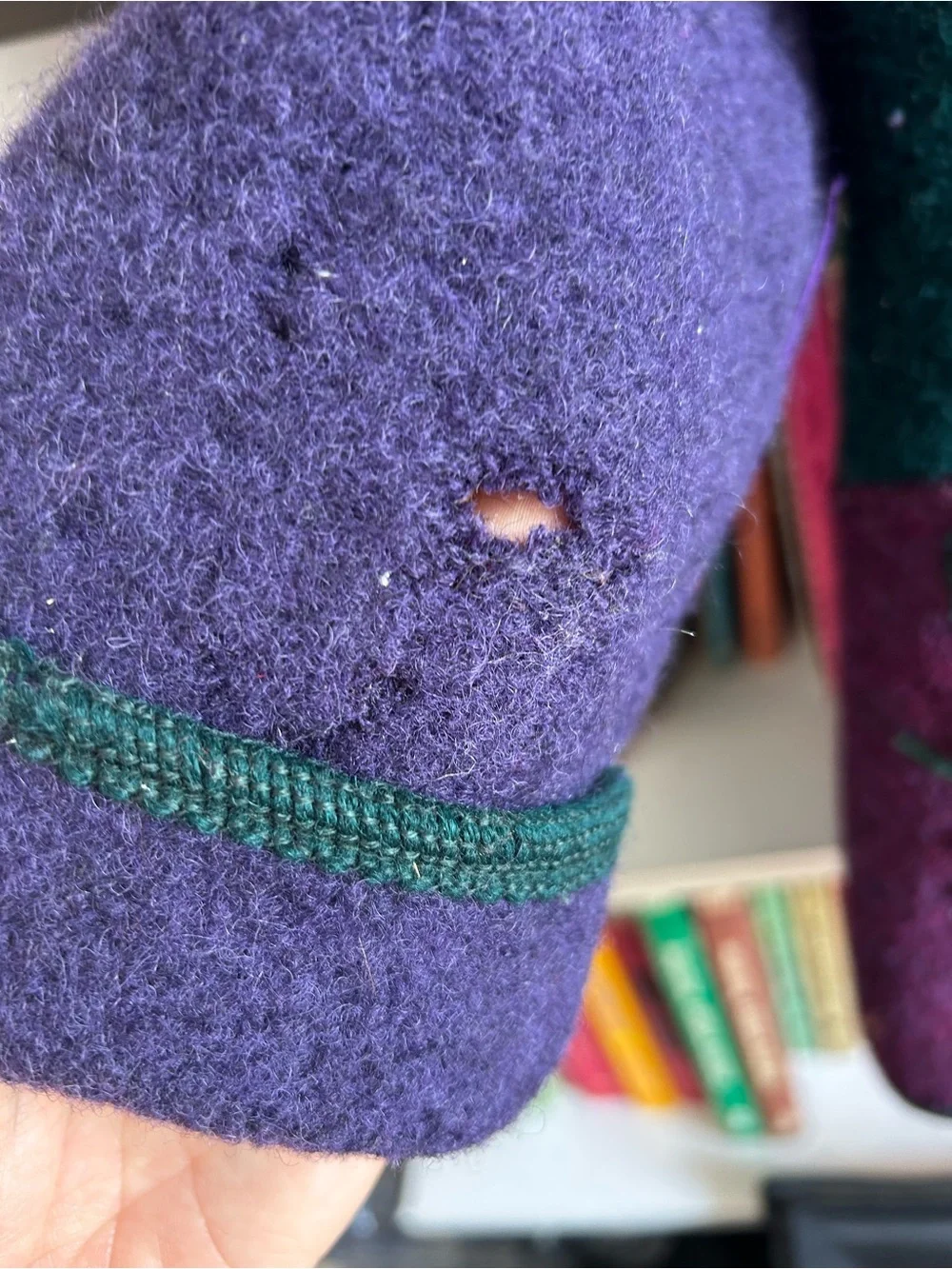 Giesswein Purple & Teal Kids Wool Pea Coat with Artist Patch